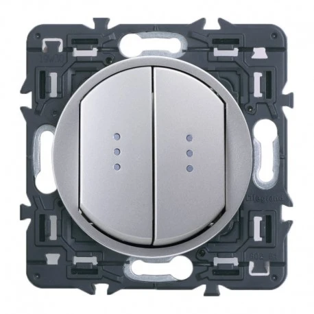 Legrand – Double Va Et Vient à Témoin 10A – Ensemble Titane à Composer 1 Legrand – Double Va Et Vient à Témoin 10A – Ensemble Titane à Composer