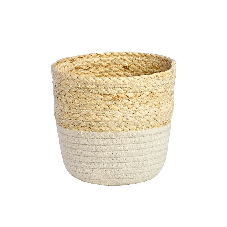 Panier H.16 X L.16 X P.16 Cm Osier Blanc Et Naturel 1 Panier H.16 X L.16 X P.16 Cm Osier Blanc Et Naturel