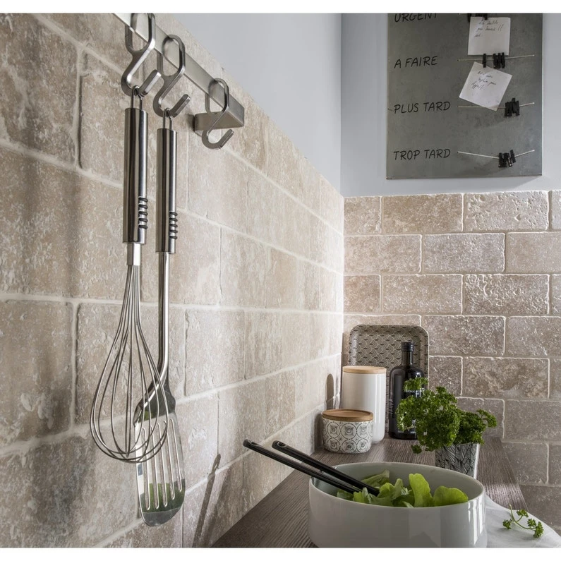 Pierre Naturelle Sol Et Mur Ivoire, Travertin L.10 X L.20 Cm 1 Pierre Naturelle Sol Et Mur Ivoire, Travertin L.10 X L.20 Cm