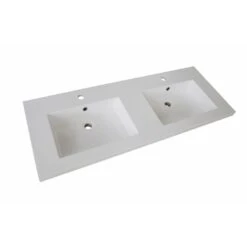 Plan Vasque Double Résine L.121 X P.50 Cm Blanc