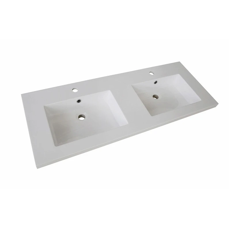 Plan Vasque Double Résine L.121 X P.50 Cm Blanc 1 Plan Vasque Double Résine L.121 X P.50 Cm Blanc
