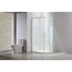 Porte De Douche, Angle 1/4 De Cercle, L.89 Cm X L.89 Cm, Sérigraphié, Quad