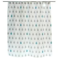 Rideau De Douche En Textile Gris Galet N°3 L.180 X H.200 Cm, Drop SENSEA