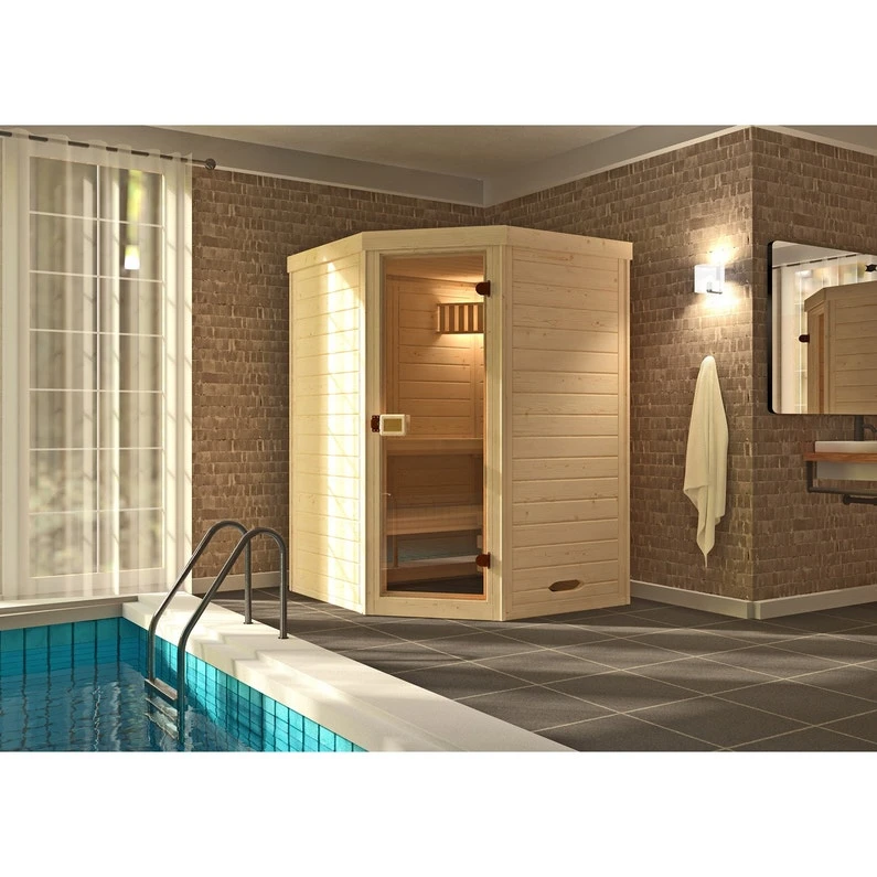 Sauna Traditionnel D’intérieur 2 Ou 3 Personnes WEKA 144x144cm Poêle 3.6kw 1 Sauna Traditionnel D’intérieur 2 Ou 3 Personnes WEKA 144x144cm Poêle 3.6kw