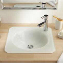 Vasque à Encastrer Verre L.45 X P.45 Cm Blanc Lara